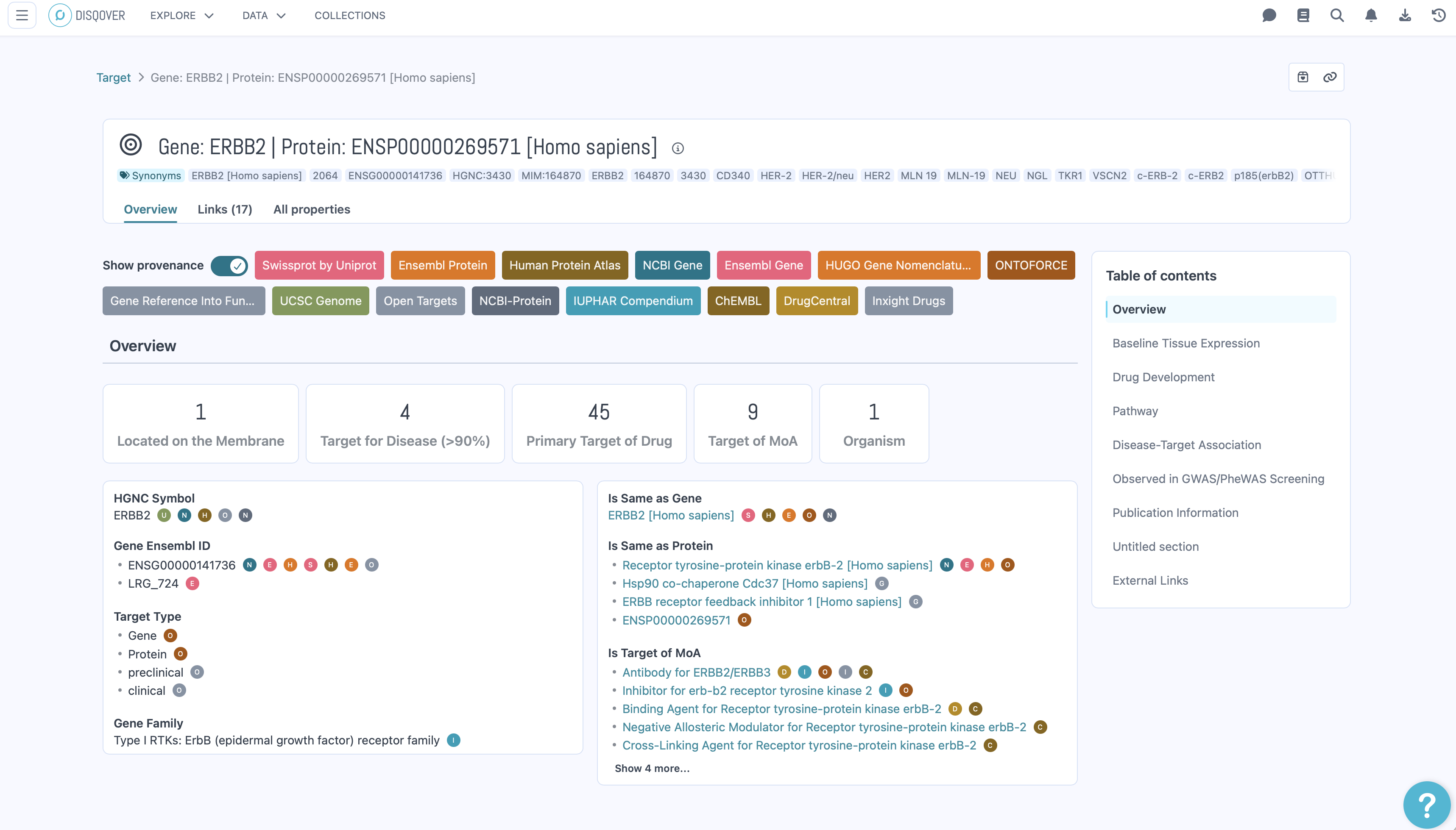 DISQOVER result linking back to its source, version, and context